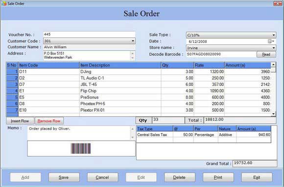 Business Invoice Software screen shot