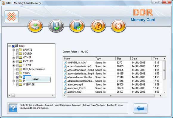 Screenshot of Recover Data Memory Card