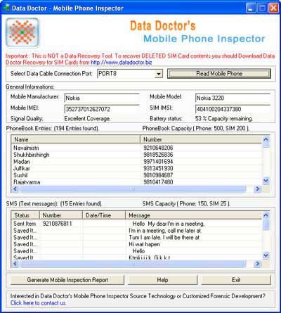 Screenshot of Cell Phone Inspector 2.0.1.5