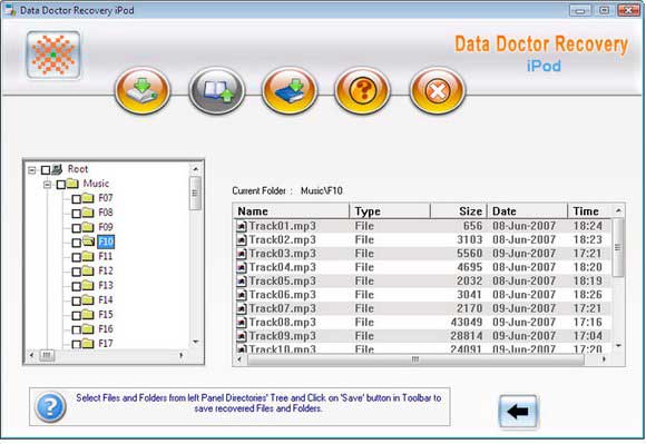 Screenshot of iPod data Recovery