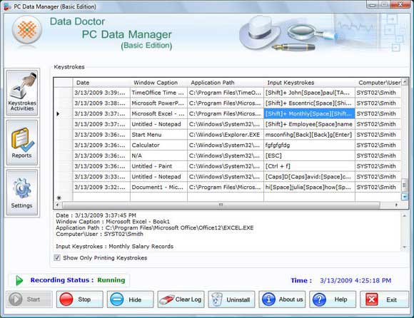 Screenshot of Download Keylogger For Vista