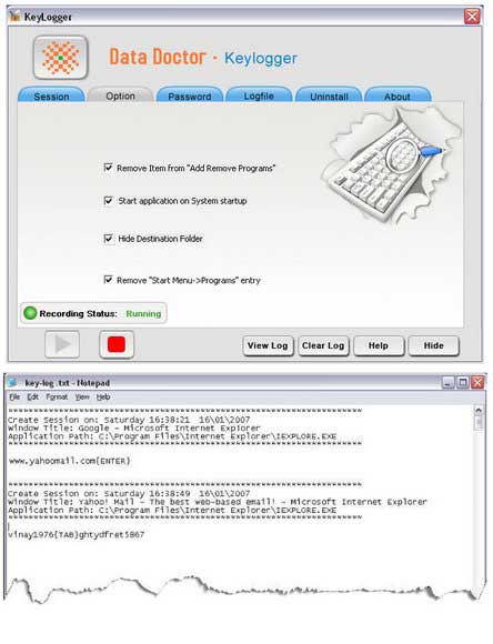 Screenshot of Keylogger