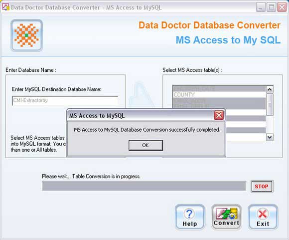 Screenshot of MS Access To MySQL Converter