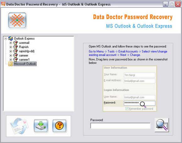Screenshot of Outlook Password Finder 3.0.1.5