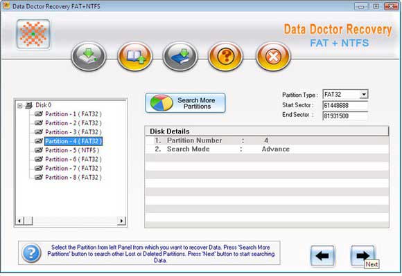 Screenshot of windows Data Restoration software