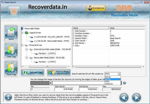 Screenshot of Removable Media Data Recovery Utilities