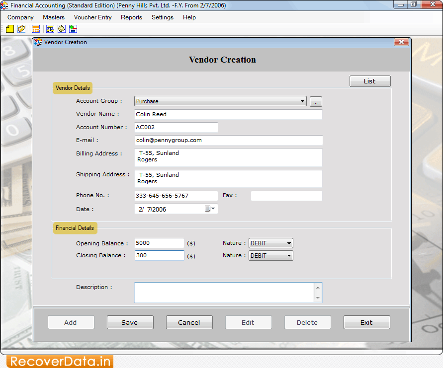 Accounting Software(Standard Edition) Screenshots