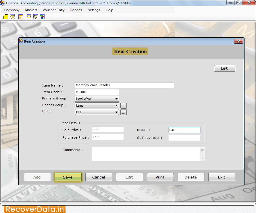 Accounting Software(Standard Edition) Screenshots