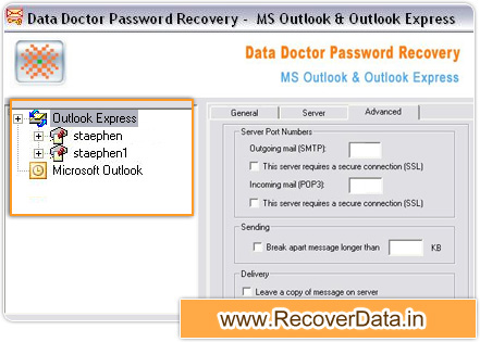 Outlook and Outlook express password recovery utility Screenshot