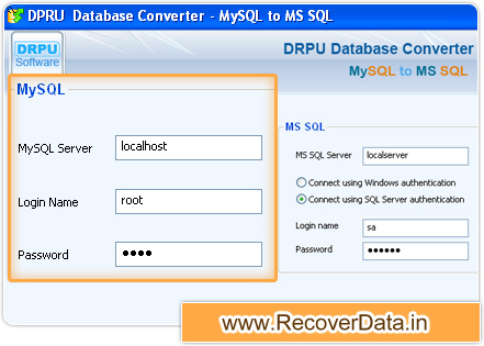 MySQL to MSSQL database converter Screenshot