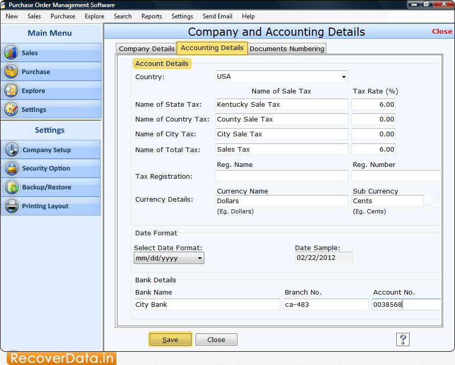 Purchase Order (Standard Edition) Screenshots