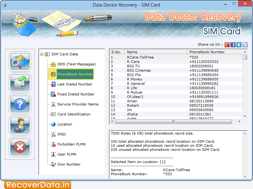 SIM-карта восстановления Скриншоты