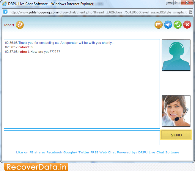 Chat conversation is going on Live Chat Software Screenshots