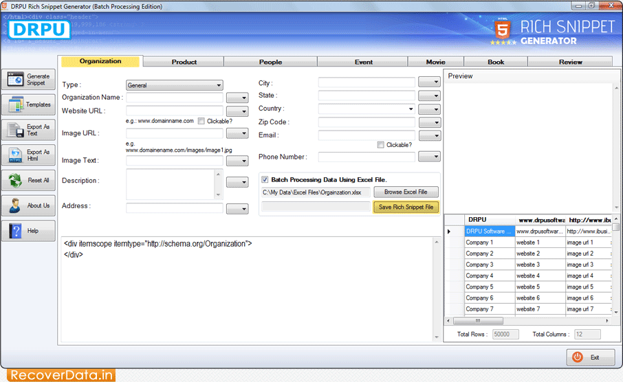 Rich Snippet Generator (Batch Processing Edition) Screenshots
