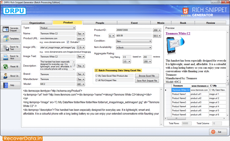 Rich Snippet Generator (Batch Processing Edition) Screenshots
