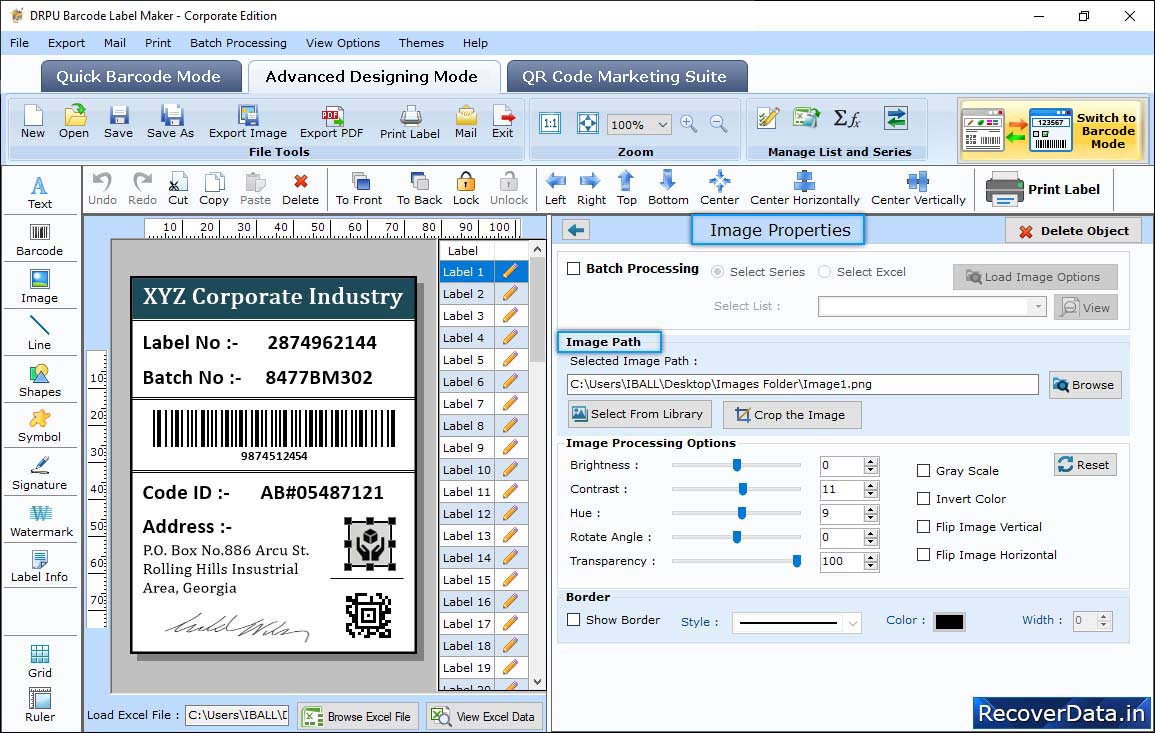 SIn Barcode Designing View' In Barcode Designing View'
