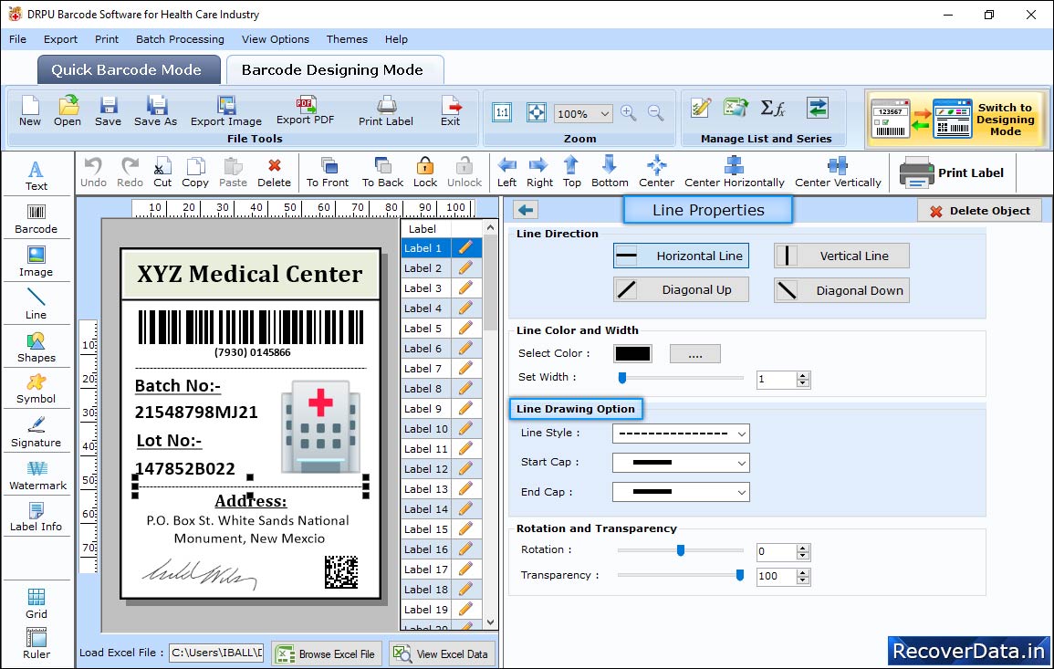 In Barcode Designing View' In Barcode Designing View