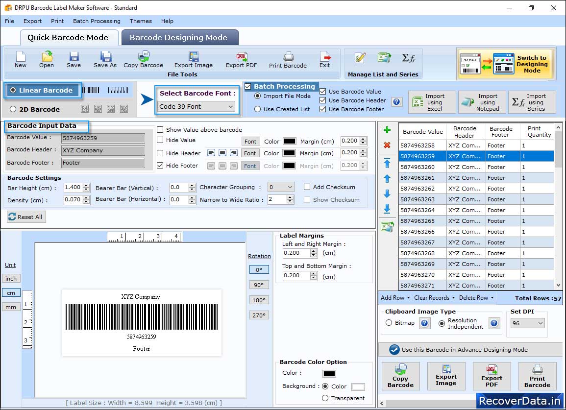 Select the Barcode Technologies