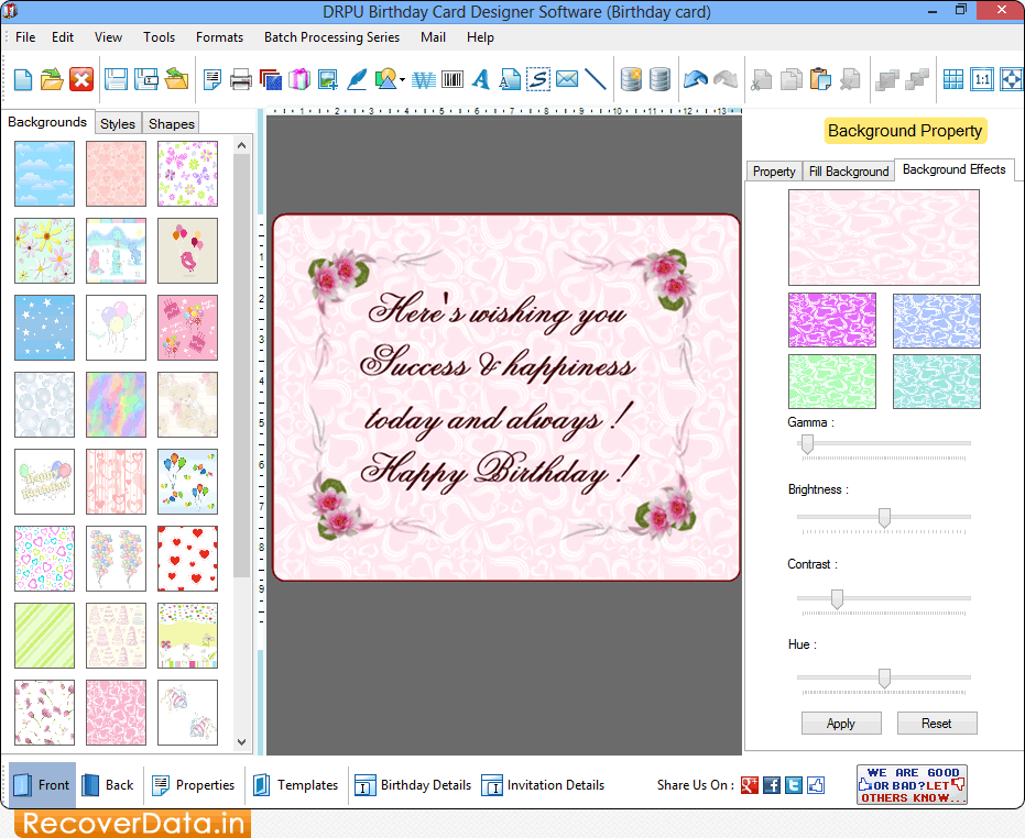 Birthday Card Designer Screenshots