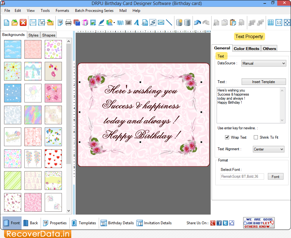 Birthday Card Designer Screenshots