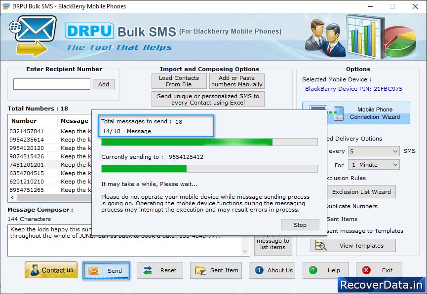 SMS Sending Process SMS Sending Process