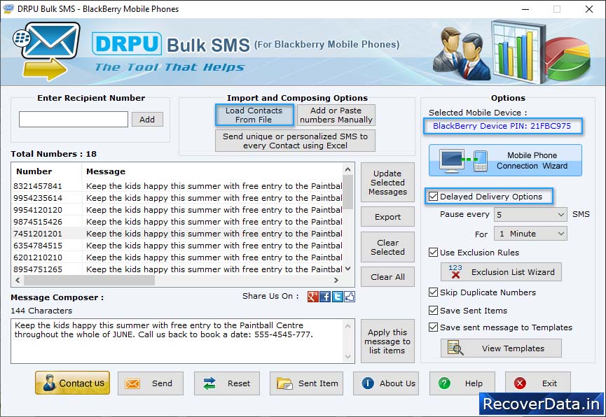 Select 'Delayed Delivery Options' Select 'Delayed Delivery Options'