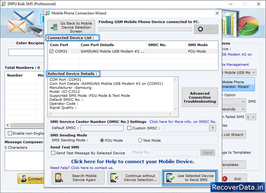 S Com Port from Connected Device Com Port from Connected Device