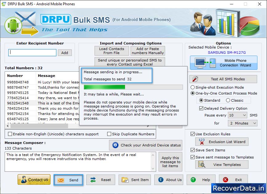 SMS Sending Process SMS Sending Process