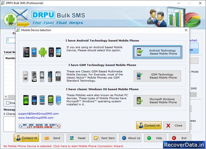 Select your mobile device type Select your mobile device type