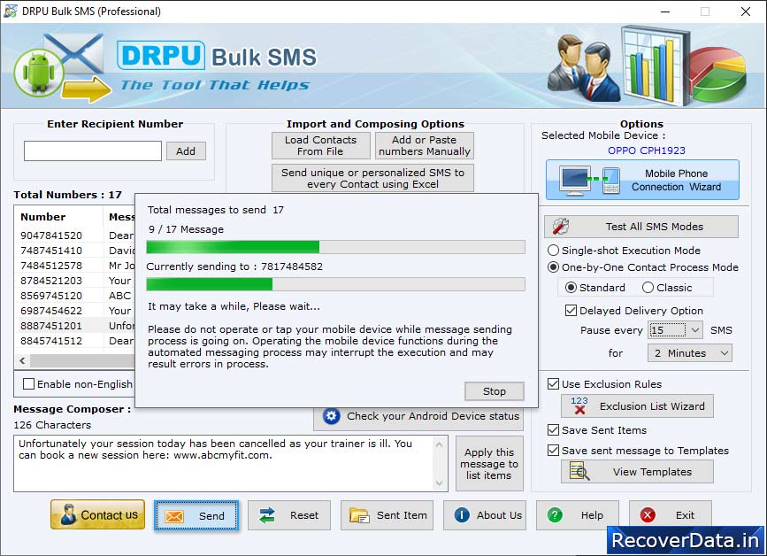 SMS Sending Process SMS Sending Process
