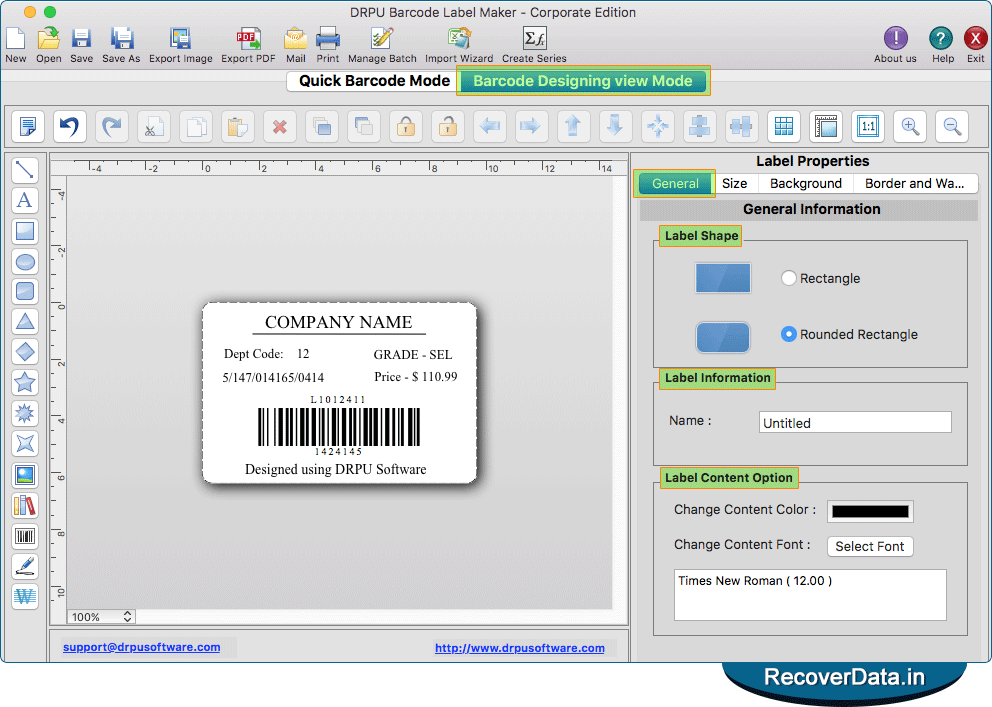 Create Barcode Label