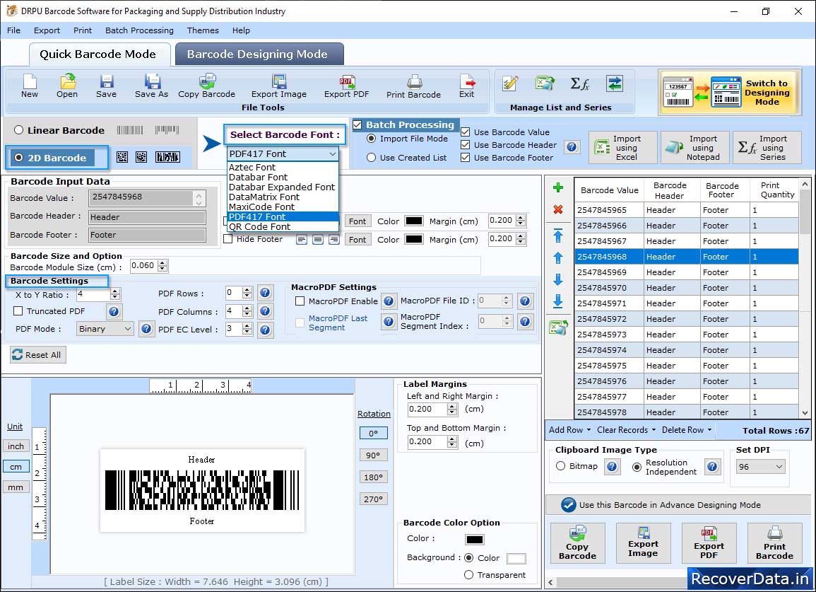 Select the Barcode Technologies Select the Barcode Technologies