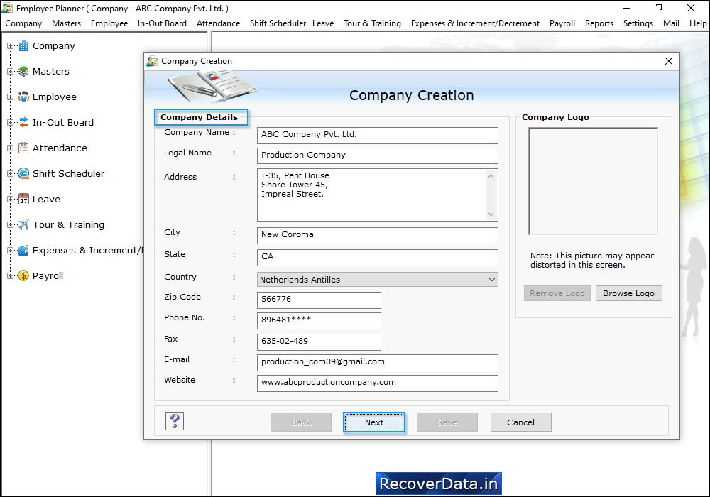 Enter Company details Enter Company details