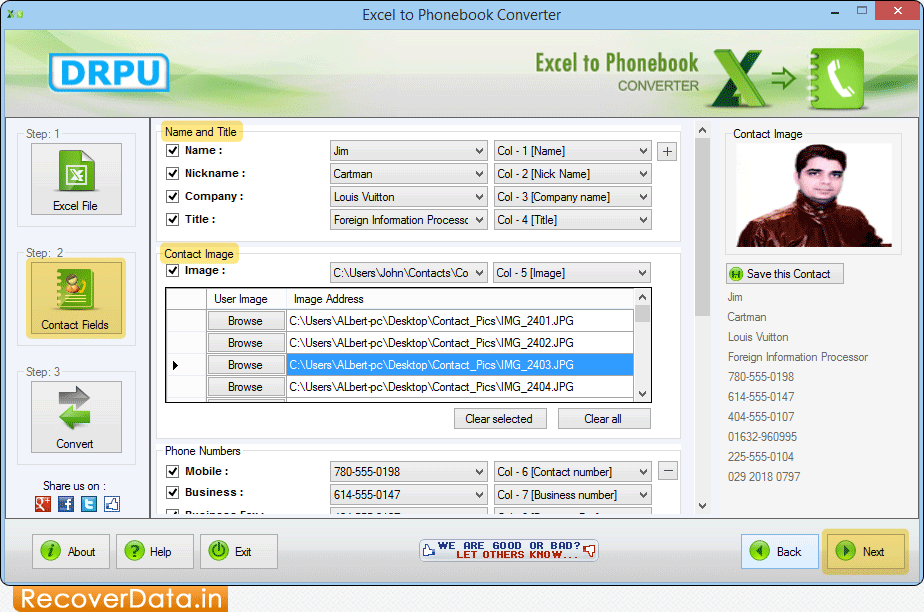 Excel to Phonebook Converter Screenshots