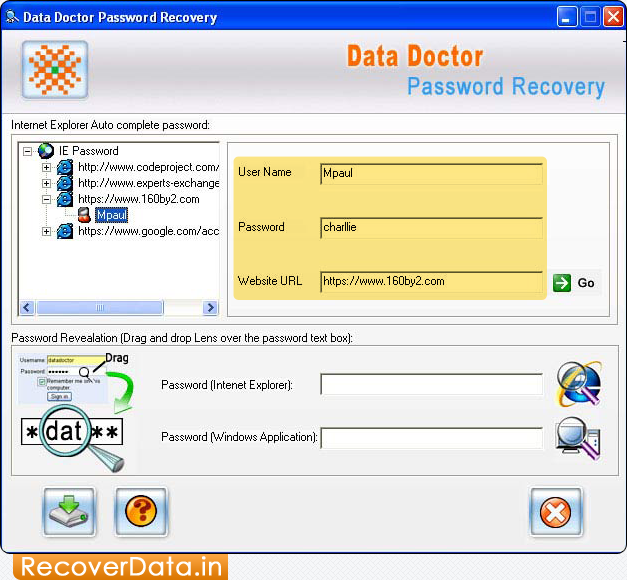 Internet Express Password Recovery Screenshots