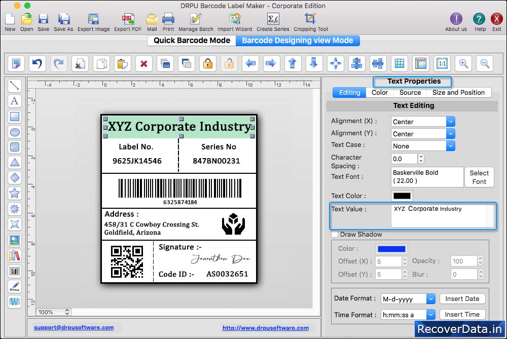 Sadd text on barcode label add text on barcode label