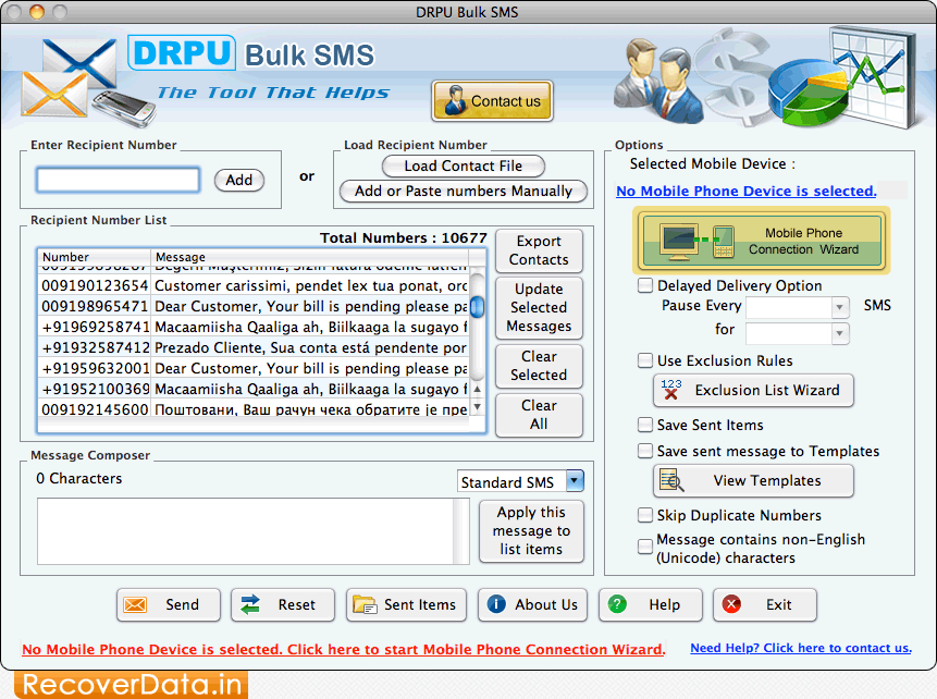 Mac Bulk SMS Software Screenshots