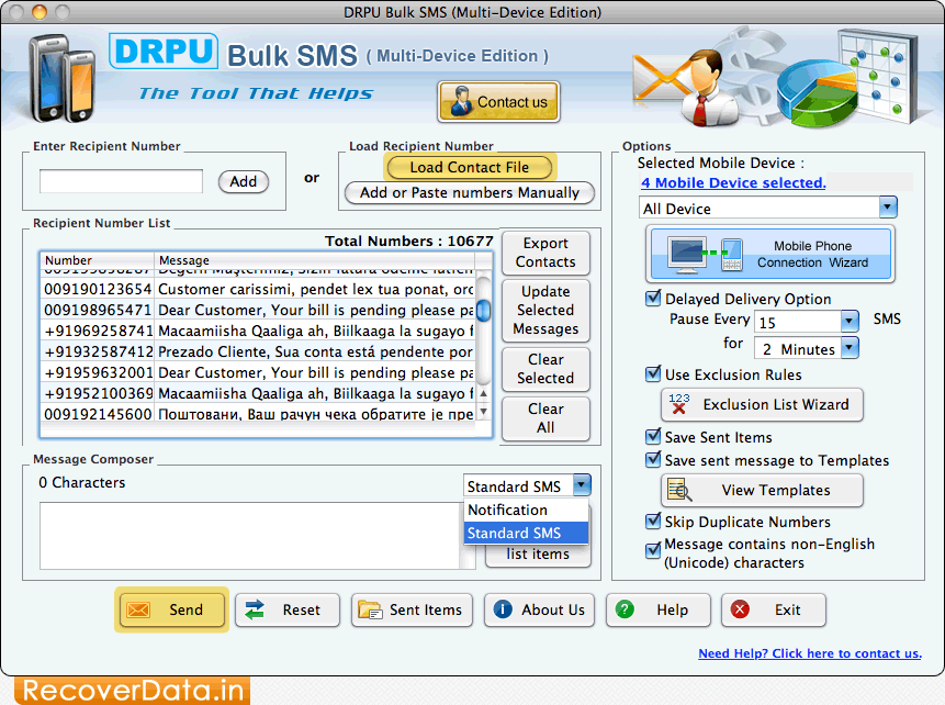 Mac Bulk SMS Software (Multi-Device Edition) Screenshots