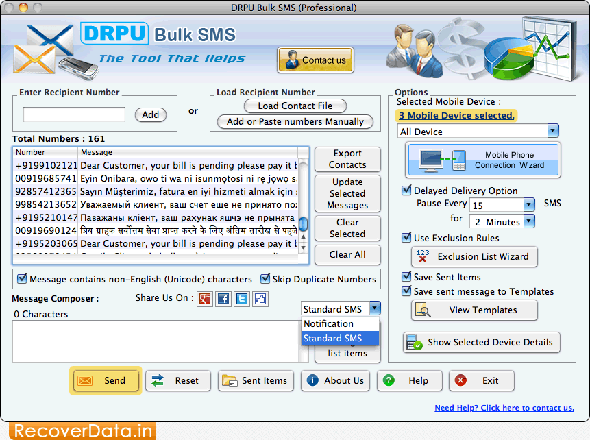 Mac Bulk SMS Software - Professional Screenshots