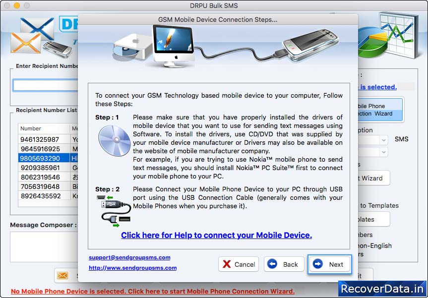 Mobile Phone Connection Wizard Mobile Phone Connection Wizard