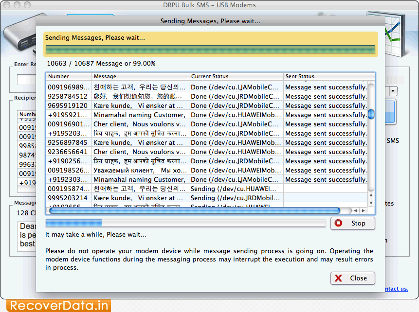 Mac Bulk SMS  
Software for USB Modem Screenshots