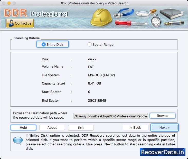 Select 'Entire Disk' 