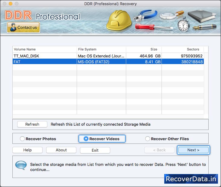 select 'Recover viedo' option 