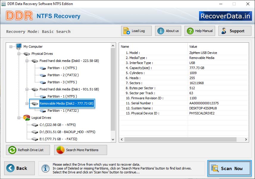 Select Logical Drive Select Logical Drive