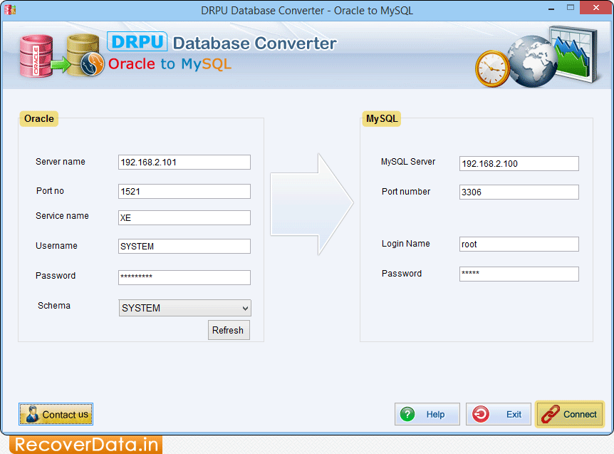 Oracle to MySQL Database Converter Screenshots