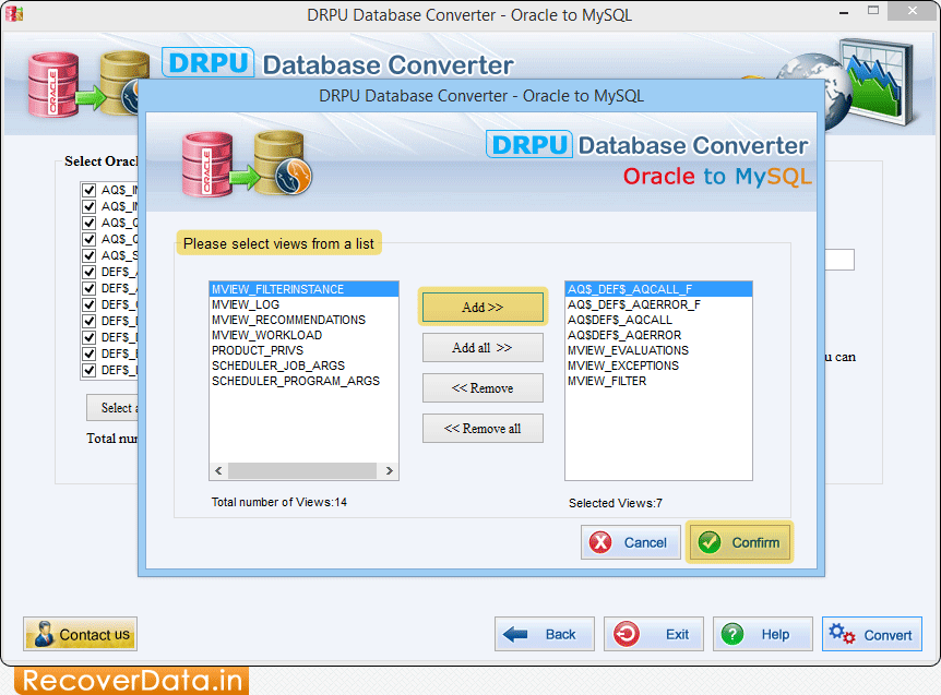 Oracle to MySQL Database Converter Screenshots