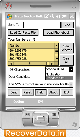 Standard SMS or Notification Standard SMS or Notification