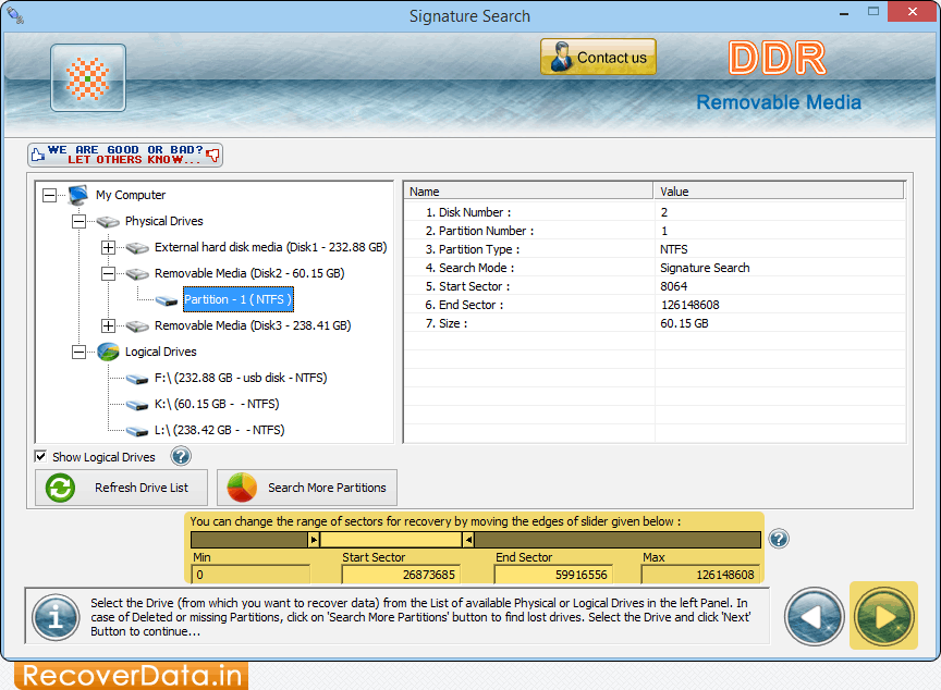 Removable Media Recovery Screenshots