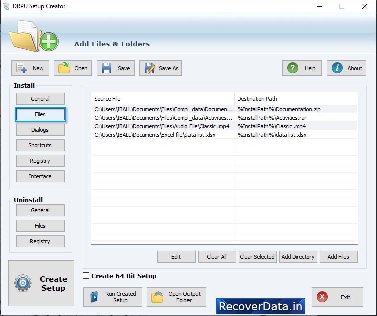 source file Destination Path Setup Installer Software Screenshots