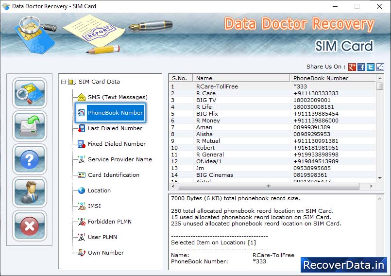 Select PhoneBook Number